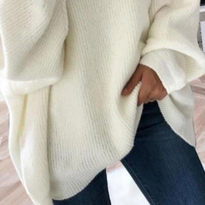 Women’s Oversized Turtleneck Sweater Solid Color Knit Pullover