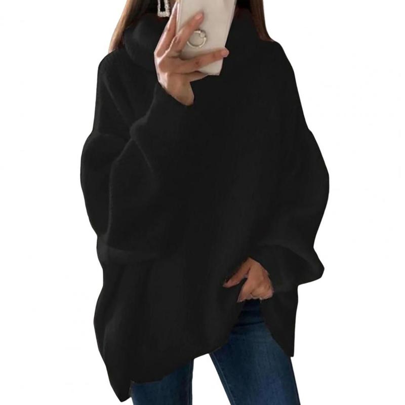 Women’s Oversized Turtleneck Sweater Solid Color Knit Pullover