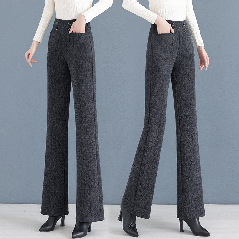 Women's Thickened Casual Pants Slightly Flared Straight Fit