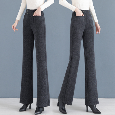 Women's Thickened Casual Pants Slightly Flared Straight Fit