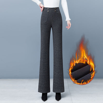 Women's Thickened Casual Pants Slightly Flared Straight Fit