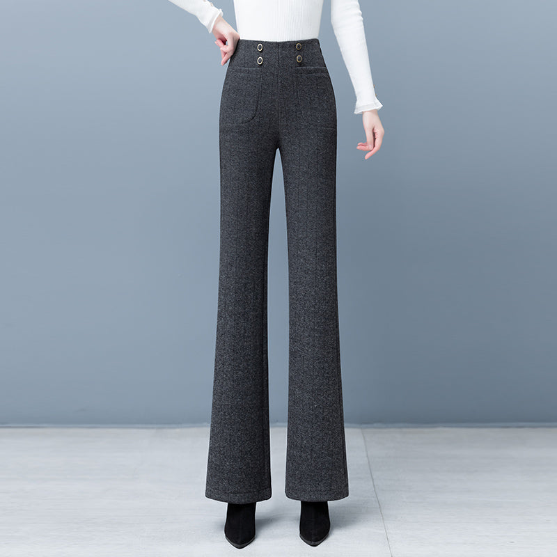 Women's Thickened Casual Pants Slightly Flared Straight Fit