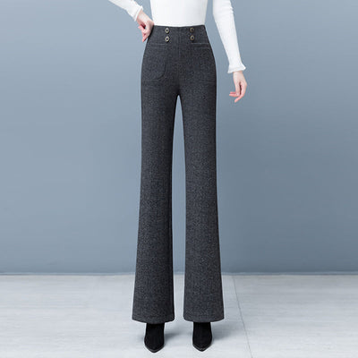 Women's Thickened Casual Pants Slightly Flared Straight Fit