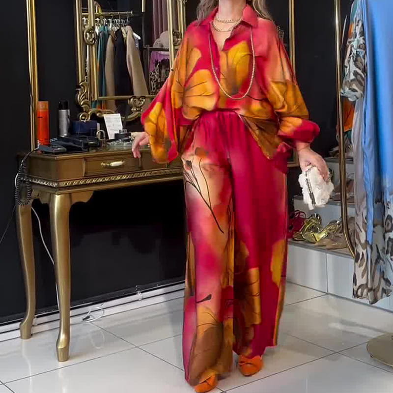 Women's Elegant Two-Piece Set Long Sleeve Top And Pants