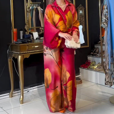 Women's Elegant Two-Piece Set Long Sleeve Top And Pants