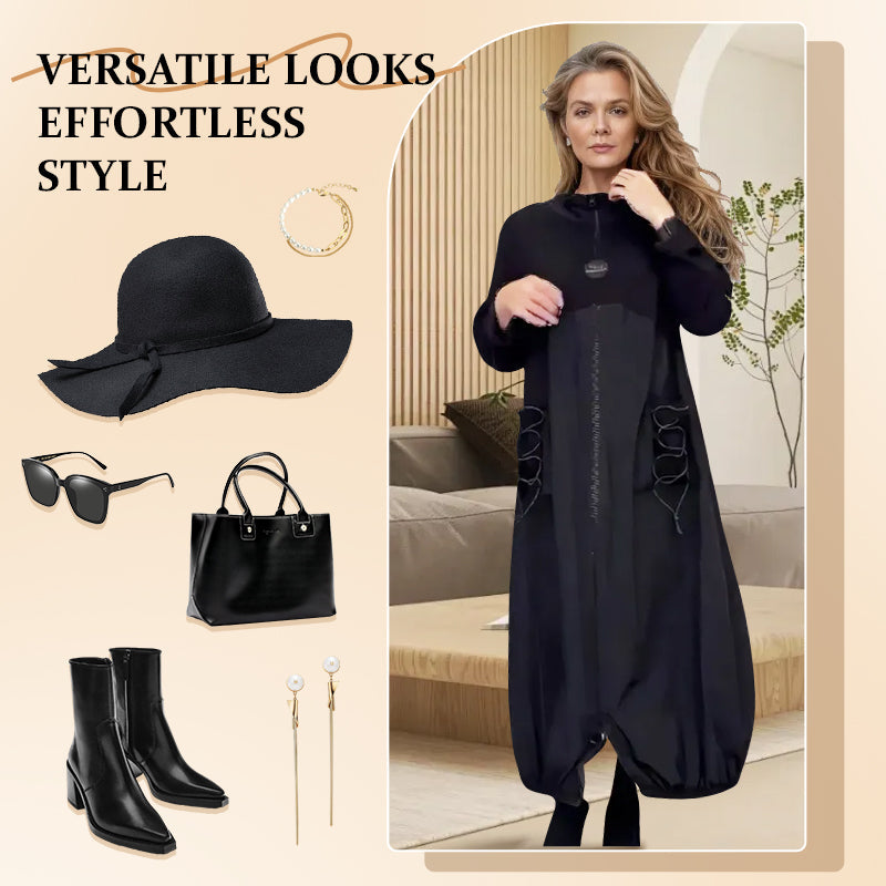 Mockneck Long Sleeve Dress With Adjustable Drawstring Waist