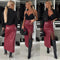 Women's High Waist Leather Skirt Elegant Thigh Slit Design