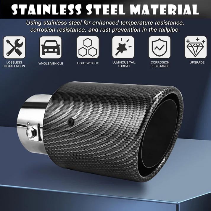 Car Tuning LED Exhaust Muffler Tip Carbon Fiber Heat Resistant