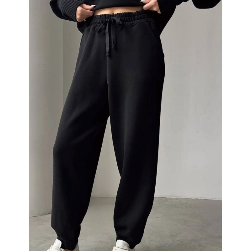 Women's Casual Sporty 2-Piece Set Half-Zipper Lapel Top Joggers