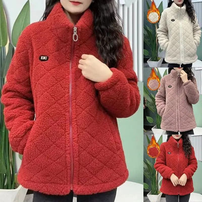Women’s Faux Cashmere Thermal Coat Thick Warm Winter Jacket