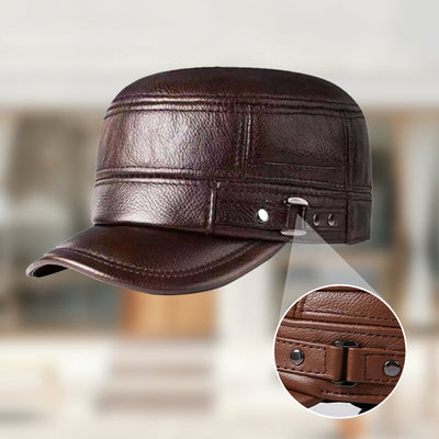 PU Leather Baseball Cap Flat Top Warm Stylish Baseball Hat