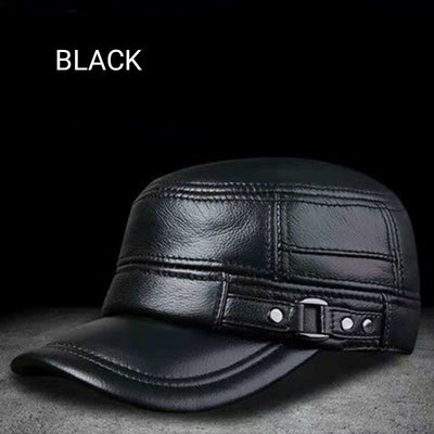 PU Leather Baseball Cap Flat Top Warm Stylish Baseball Hat