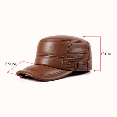 PU Leather Baseball Cap Flat Top Warm Stylish Baseball Hat