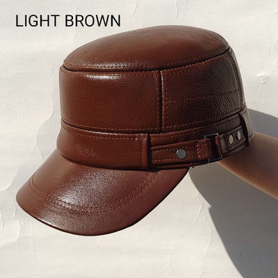 PU Leather Baseball Cap Flat Top Warm Stylish Baseball Hat