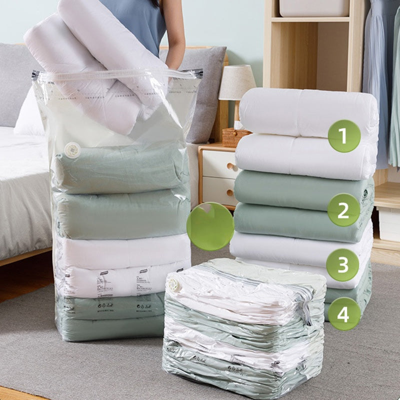 5PCS Reusable Vacuum-Free Compression Storage Bags For Space Saving
