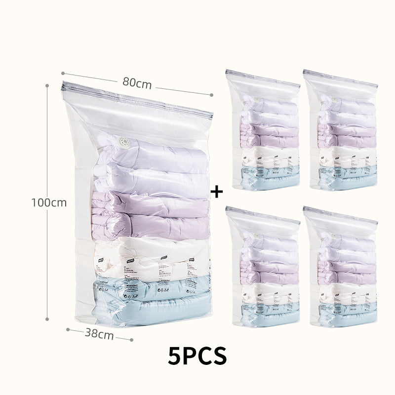 5PCS Reusable Vacuum-Free Compression Storage Bags For Space Saving