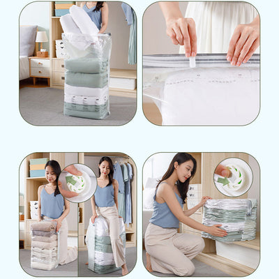 5PCS Reusable Vacuum-Free Compression Storage Bags For Space Saving