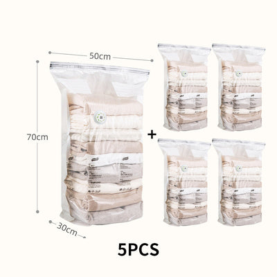 5PCS Reusable Vacuum-Free Compression Storage Bags For Space Saving