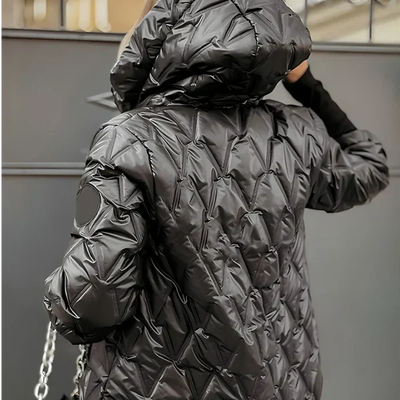Women's Hooded Cotton Jacket Patchwork Warm Casual Outerwear