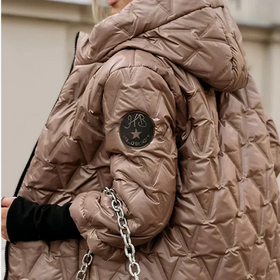 Women's Hooded Cotton Jacket Patchwork Warm Casual Outerwear