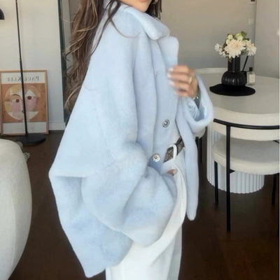 Women's Plush Winter Coat Loose Fit Lapel Warm Outerwear