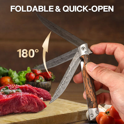Folding Knife With Wooden Handle For Hiking Camping And Outdoor Use