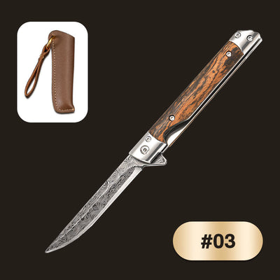 Folding Knife With Wooden Handle For Hiking Camping And Outdoor Use