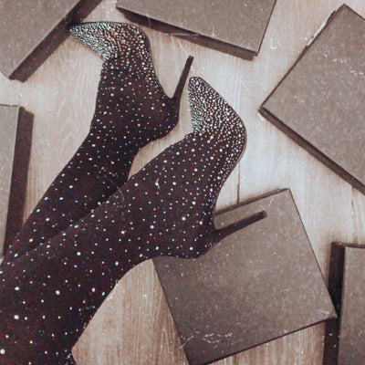 Women’s Sparkly Faux Diamond Over The Knee Boots Elegant Glamorous