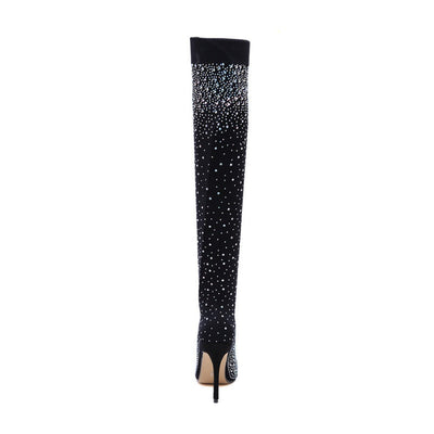 Women’s Sparkly Faux Diamond Over The Knee Boots Elegant Glamorous