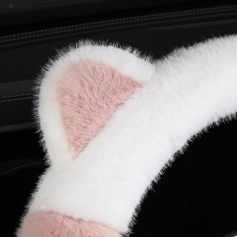Universal Soft Cat Ears Steering Wheel Cover Plush Non Slip Cute