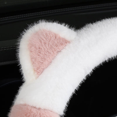 Universal Soft Cat Ears Steering Wheel Cover Plush Non Slip Cute