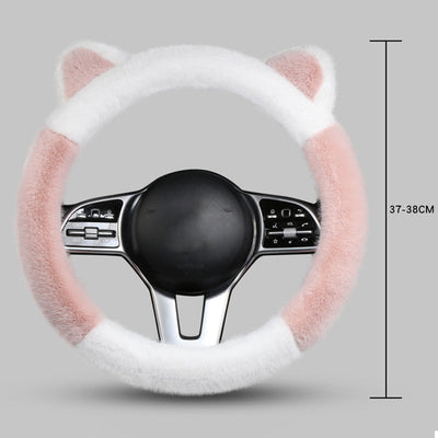 Universal Soft Cat Ears Steering Wheel Cover Plush Non Slip Cute