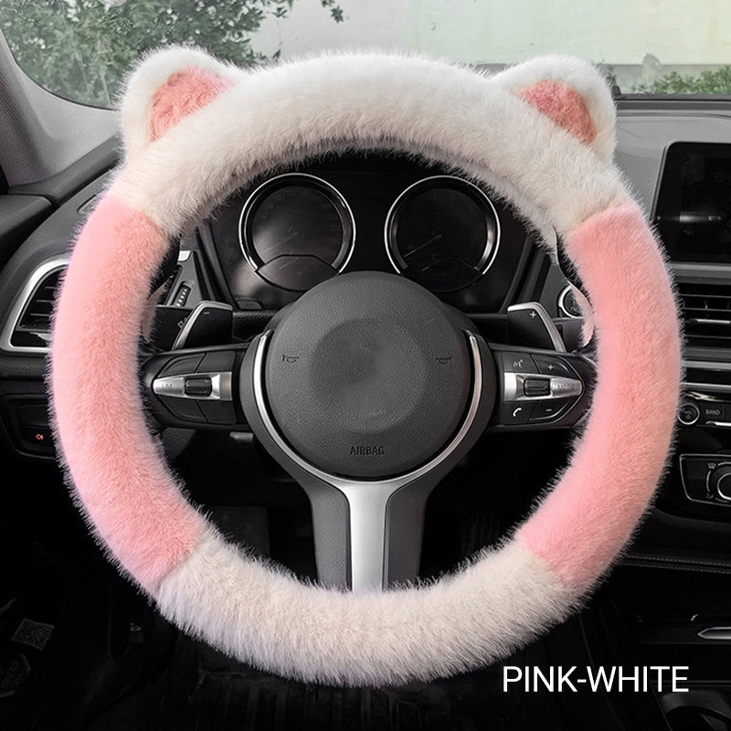 Universal Soft Cat Ears Steering Wheel Cover Plush Non Slip Cute