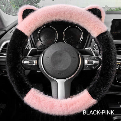 Universal Soft Cat Ears Steering Wheel Cover Plush Non Slip Cute