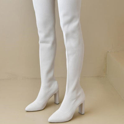 Women’s Over The Knee Block Heel Pointed Toe Boots