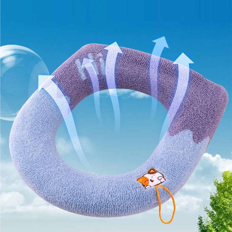 Knitted Toilet Seat Cover Soft Warm Washable Universal With Handle