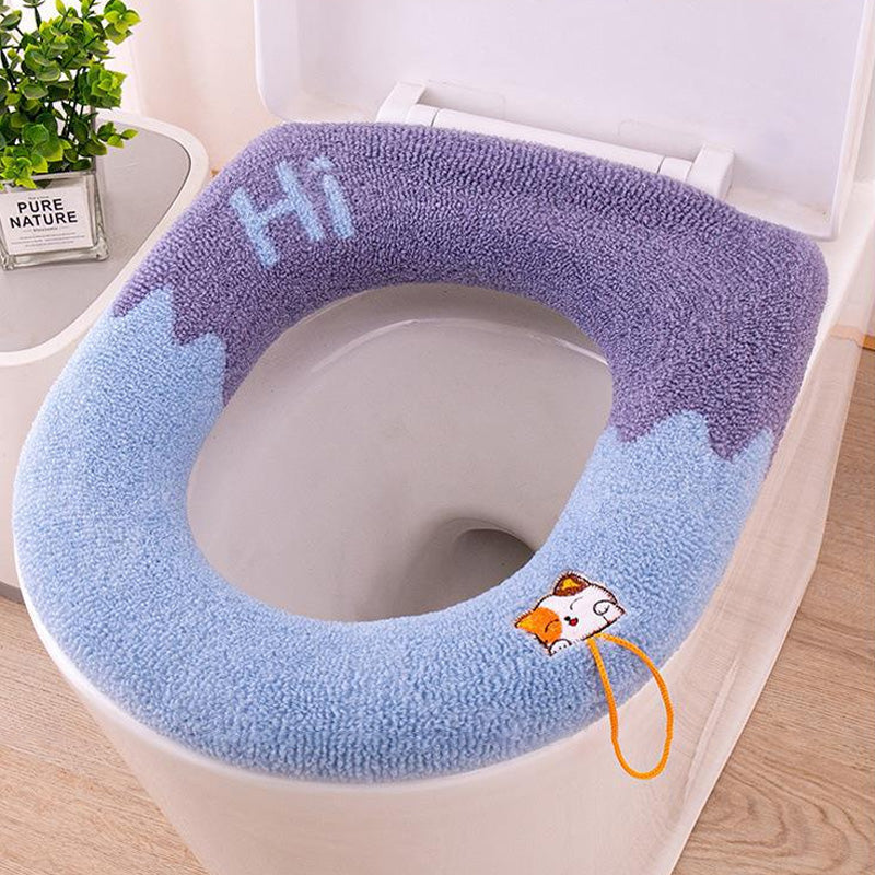Knitted Toilet Seat Cover Soft Warm Washable Universal With Handle