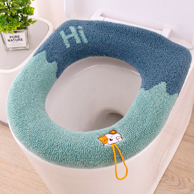 Knitted Toilet Seat Cover Soft Warm Washable Universal With Handle