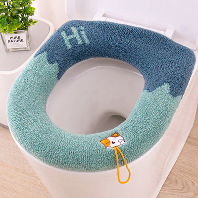 Knitted Toilet Seat Cover Soft Warm Washable Universal With Handle