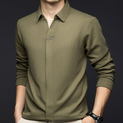 Men's Long Sleeve Business Pullover Shirt Classic Office Wear