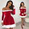 Women's Christmas One-Shoulder Dress Elegant A-Line Swing Design
