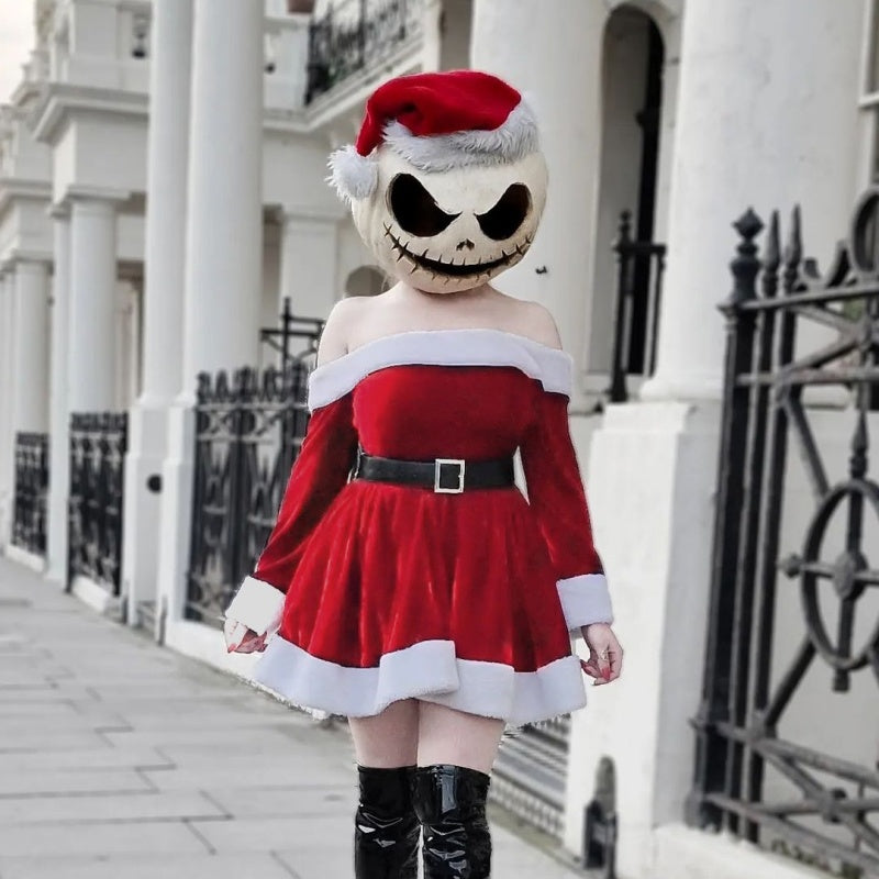 Women's Christmas One-Shoulder Dress Elegant A-Line Swing Design