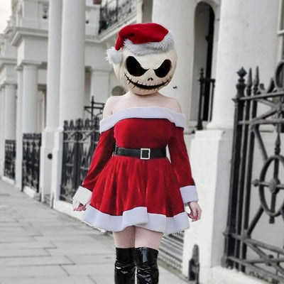 Women's Christmas One-Shoulder Dress Elegant A-Line Swing Design