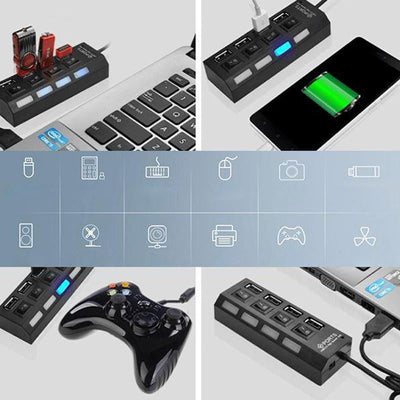 High Speed USB Hub Multi-Port Charger Adapter For Devices