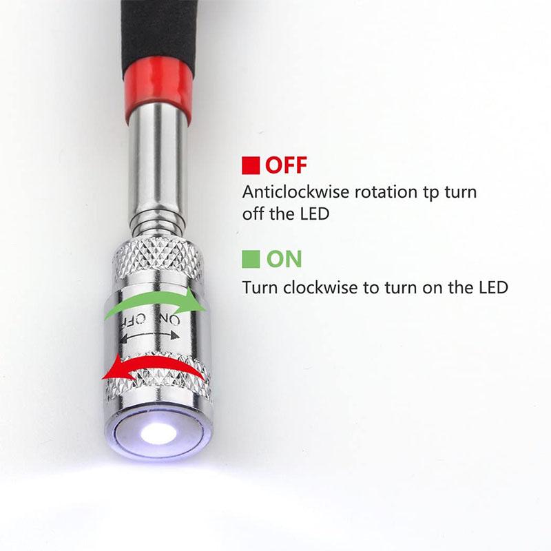 LED Magnetic Pickup Tool Retractable With Bright LED Light