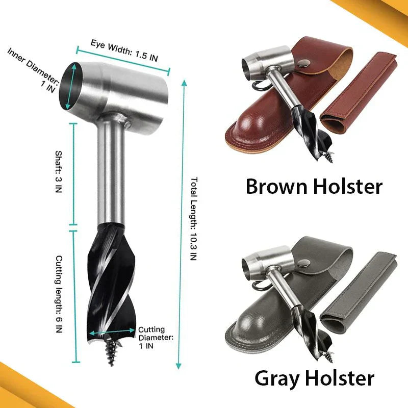 Bushcraft Hand Auger With Durable Holster For Outdoor Use
