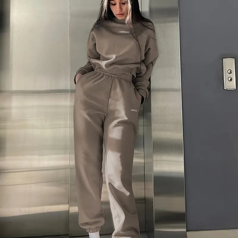 Fashion 2-Piece Set Round Neck Top And Pants Stylish Outfit