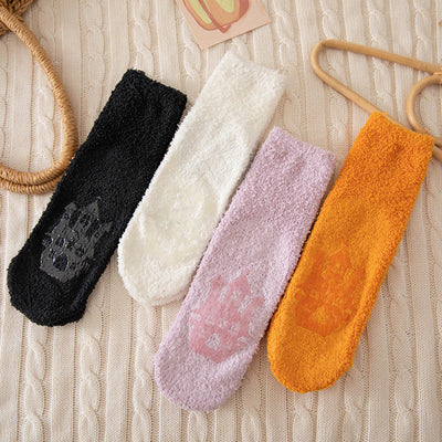 Halloween Floor Socks Fluffy Cozy Warm Soft Indoor Socks
