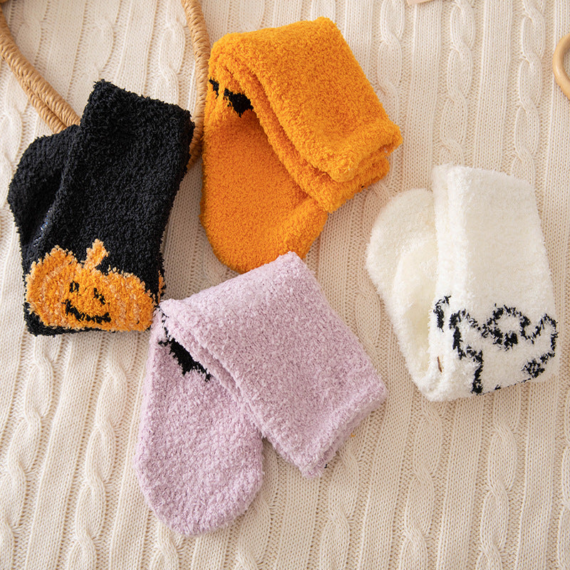 Halloween Floor Socks Fluffy Cozy Warm Soft Indoor Socks