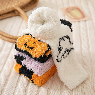 Halloween Floor Socks Fluffy Cozy Warm Soft Indoor Socks